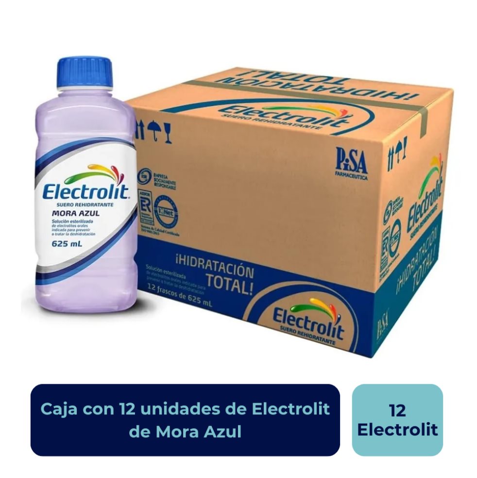 Electrolit Suero Hidratante Mora Azul ELECTROLIT Caja x 12 Electrolit Suero Hidratante Mora Azul ELECTROLIT Caja x 12