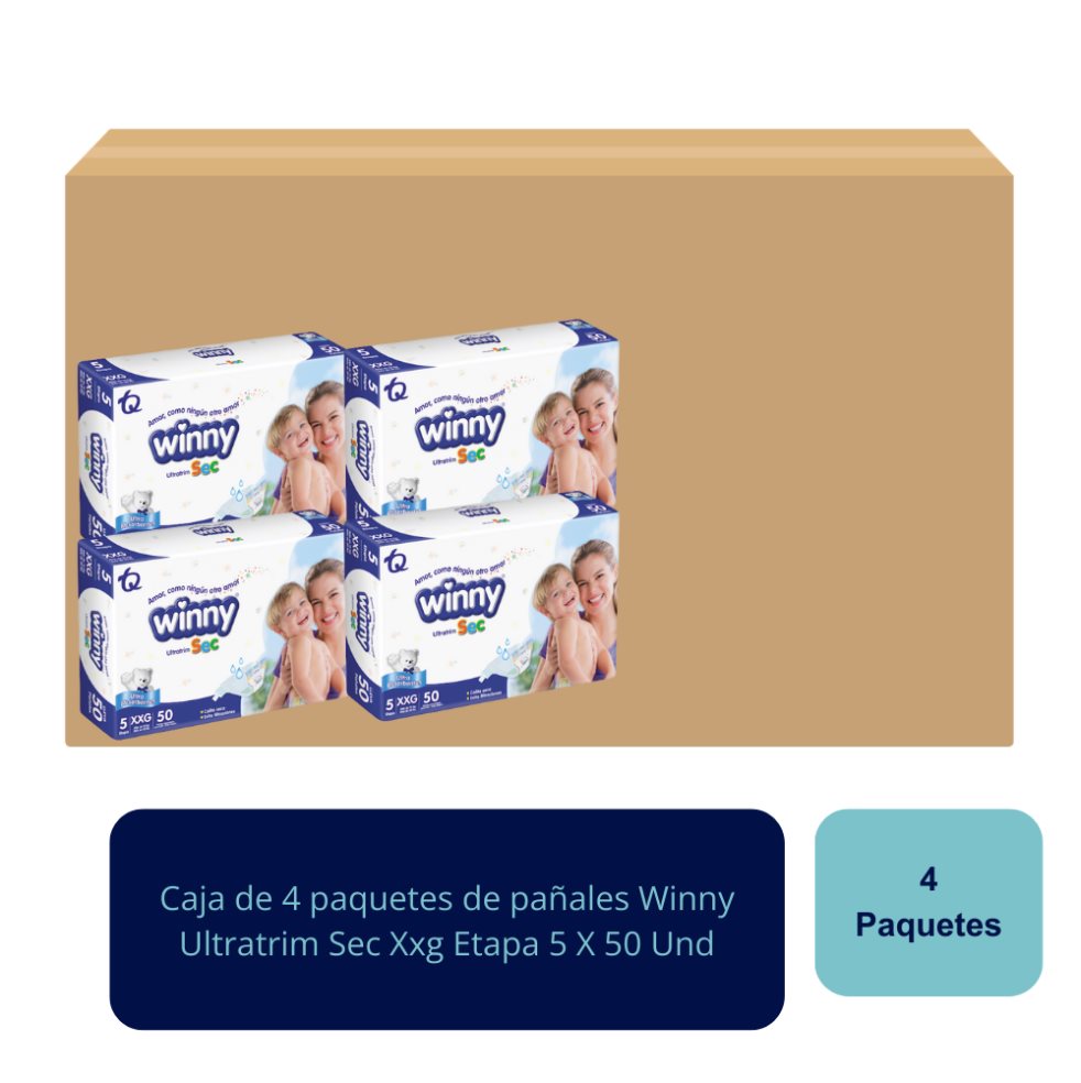 Pañales Ultratrim Sec Xxg Etapa 5 X 50 Und Winny Caja x 4 Pañales Ultratrim Sec Xxg Etapa 5 X 50 Und Winny Caja x 4