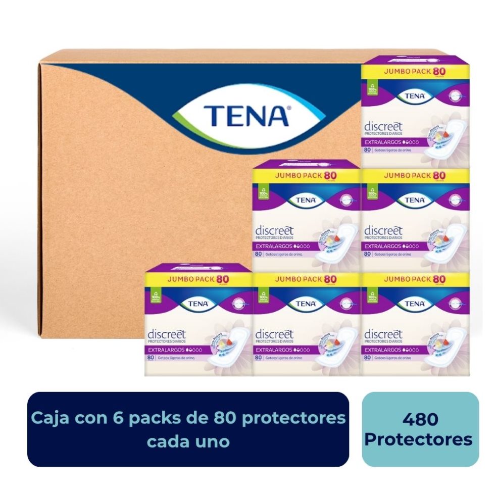 Protectores Tena Discreet Extralargo 80 und. Tena Caja x 6 Protectores Tena Discreet Extralargo 80 und. Tena Caja x 6