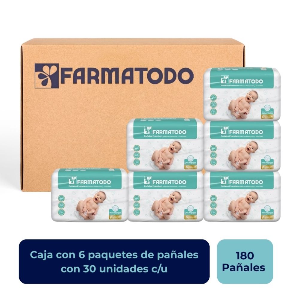 Pañal Farmatodo Premium Etapa 1 Talla P x 30 und. Farmatodo Caja x 6 Pañal Farmatodo Premium Etapa 1 Talla P x 30 und. Farmatodo Caja x 6