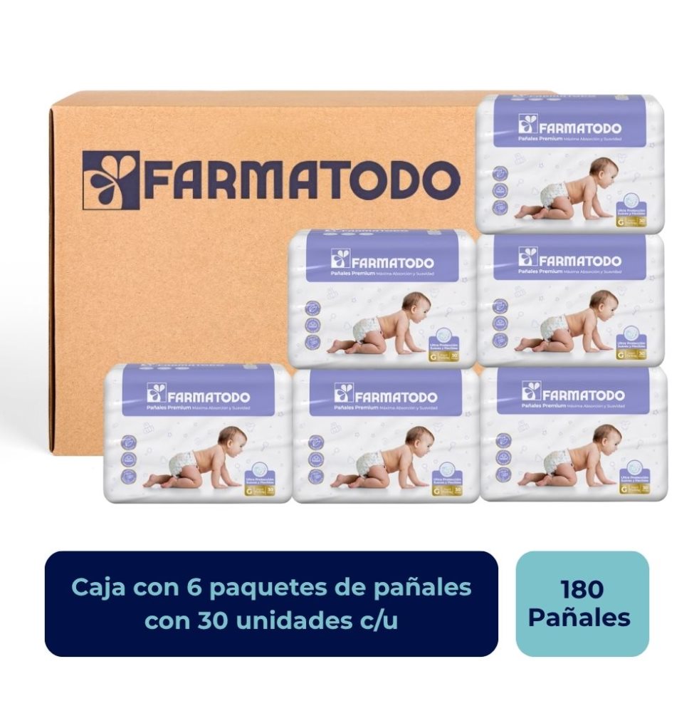 Pañal Farmatodo Premium Etapa 3 Talla G x 30 Und. Farmatodo Caja x 6 Pañal Farmatodo Premium Etapa 3 Talla G x 30 Und. Farmatodo Caja x 6