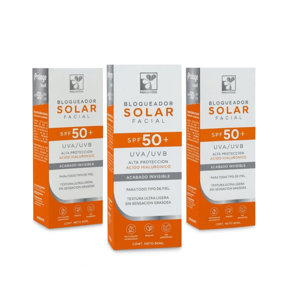Pack Bloqueador Solar Facial Farmatodo Spf 50+ Acabado Invisible Ácido Hialurónico Frasco X 50 Ml Farmatodo Caja x 3 Pack Bloqueador Solar Facial Farmatodo Spf 50+ Acabado Invisible Ácido Hialurónico Frasco X 50 Ml Farmatodo Caja x 3