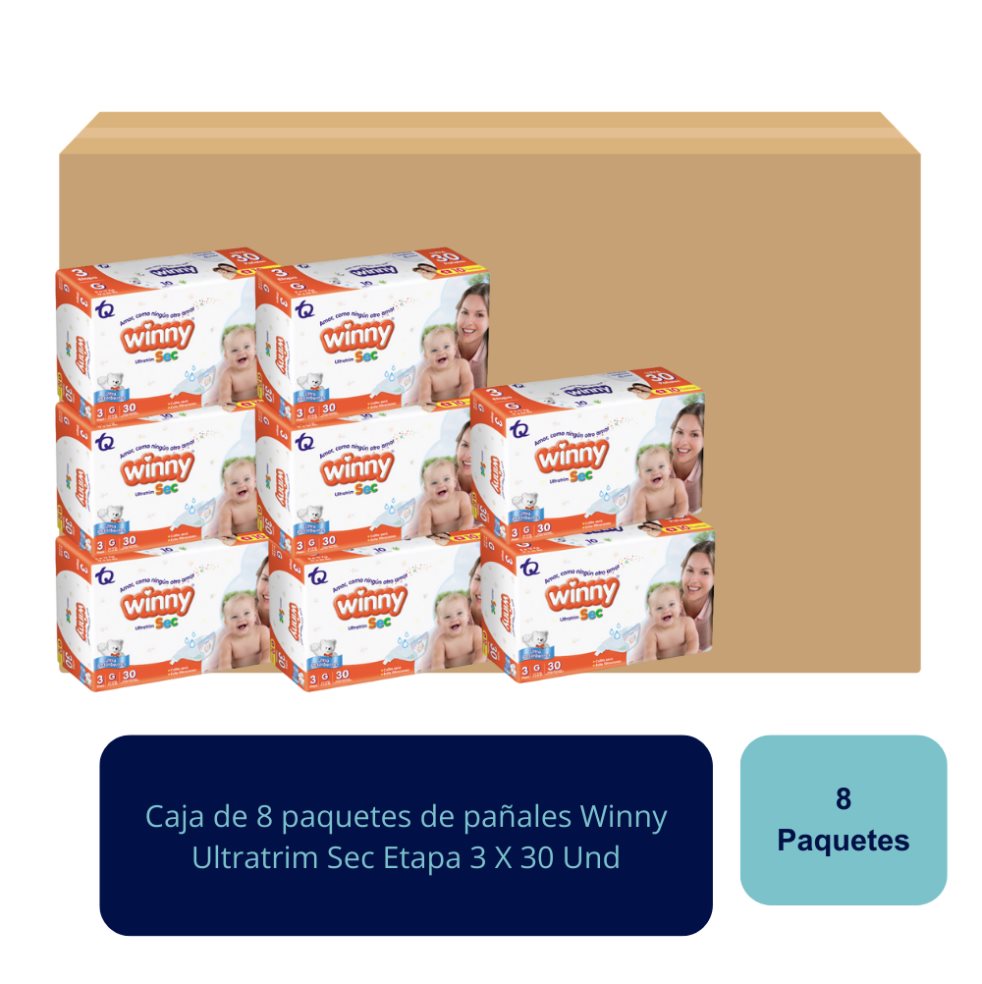 Pañales Ultratrim Sec Etapa 3 X 30 Und Winny Caja x 8 Pañales Ultratrim Sec Etapa 3 X 30 Und Winny Caja x 8