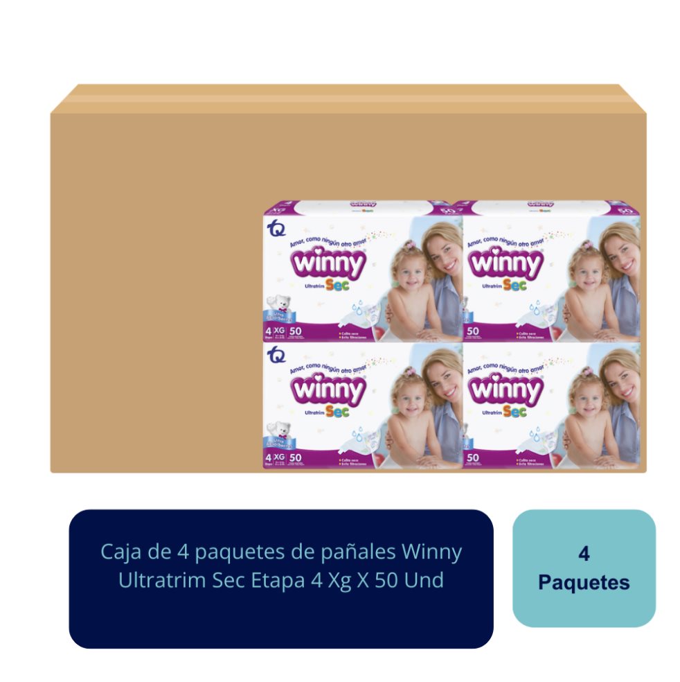Pañales Ultratrim Sec Etapa 4 Xg X 50 Und Winny Caja x 4 Pañales Ultratrim Sec Etapa 4 Xg X 50 Und Winny Caja x 4