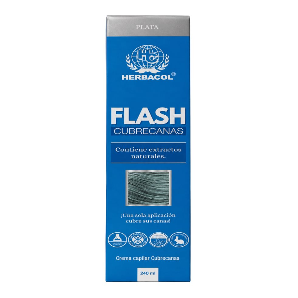 FLASH CUBRECANAS PLATA HERBACOL TINTE CAPILAR CUBRECANAS  x 1 Nuestro tinte en crema, enriquecido con extractos naturales, libre de peróxido, amoniaco, parabenos, plomo, PDT y PPD. Cubre perfectamente las canas en tan solo una hora, también funciona como matizan