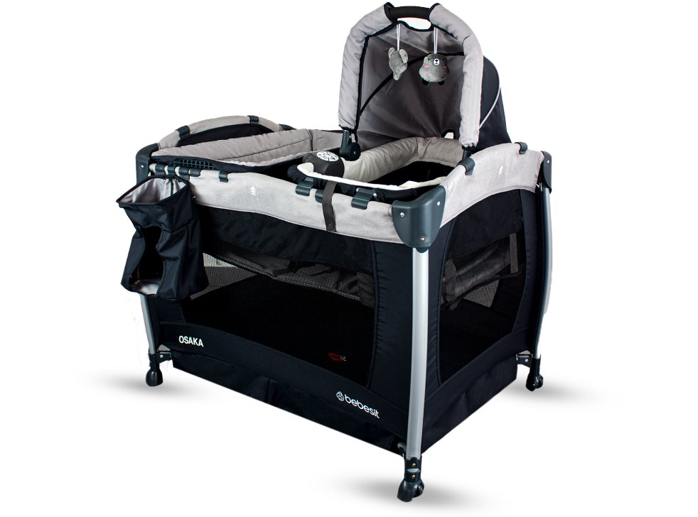 Cuna Corral Pack N Play  Osaka Gray Con Moises Bebesit Estandar Con Accesorios x 1 