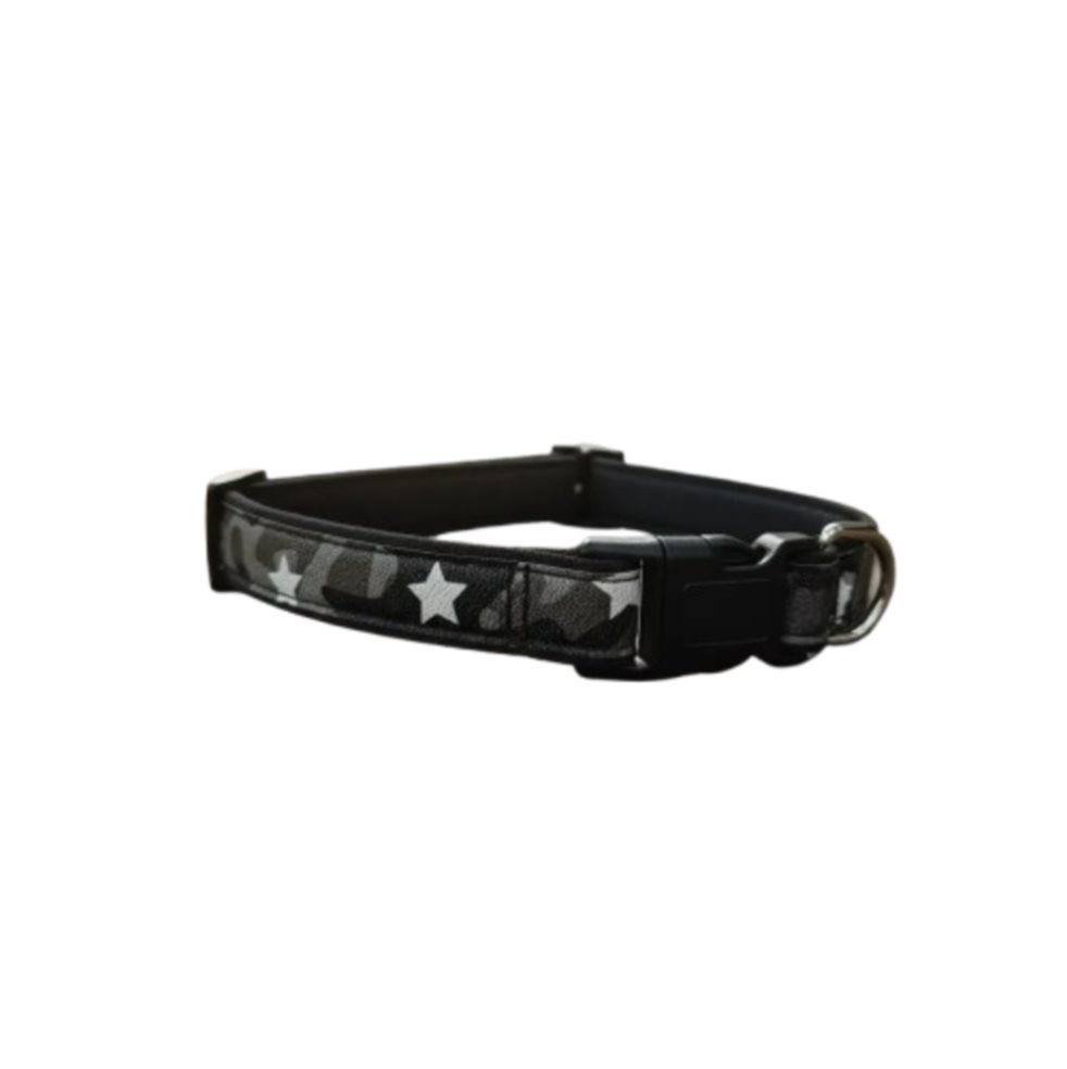 Collar Gris Para Mascotas Ajustable Estrellas  Tsuya Bolsa x 1und