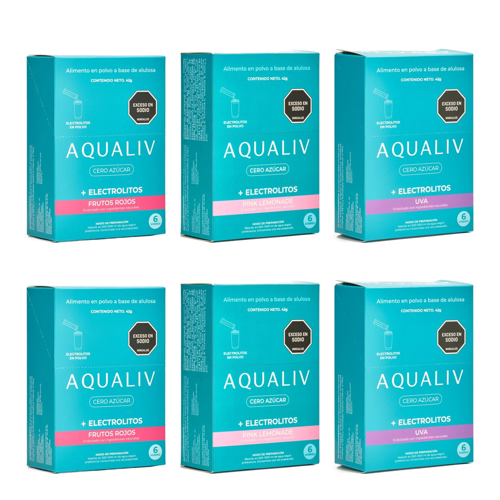 Hidratante Deportivo Electrolitos Sin Azúcar En Polvo Pack 6 Cajas AQUALIV Caja x 36