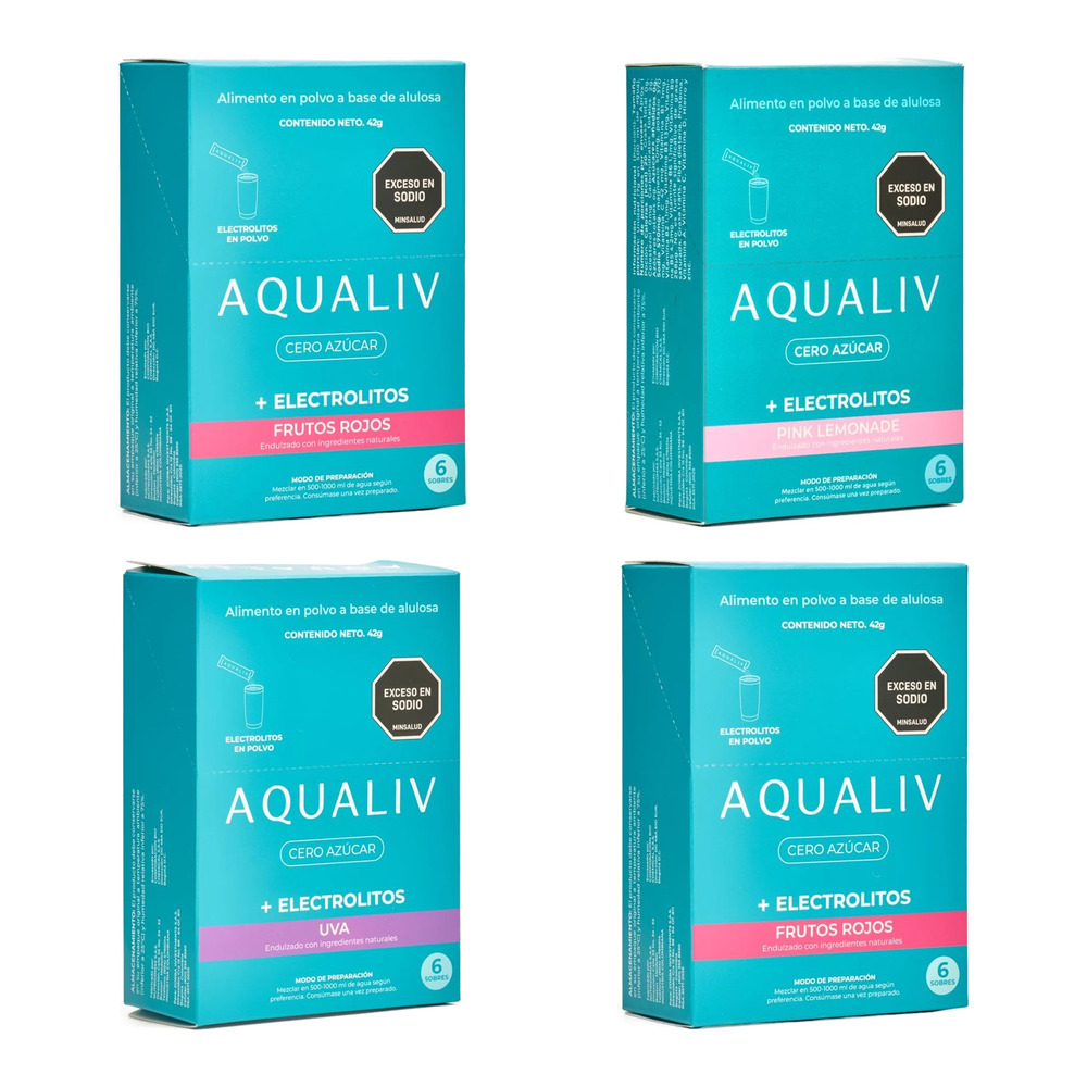 Hidratante Deportivo Electrolitos Sin Azúcar En Polvo Pack 4 Cajas AQUALIV Caja x 24