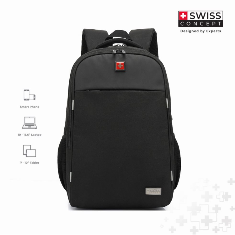 Morral Para laptop 15", Swiss Concept Eiger, Color negro, Morral con diseño elegante y cómodo para oficina o universidad  SWISS CONCEPT EMPAQUE INDIVIDUAL x UNIDAD Morral con diseño elegante, con cómodos compartimientos internos y bolsillos para el día a día.

Compartimiento acolchado para laptop 15" 
Compartimiento apropiado para Tablet, 
Amplio y cómodo espaci