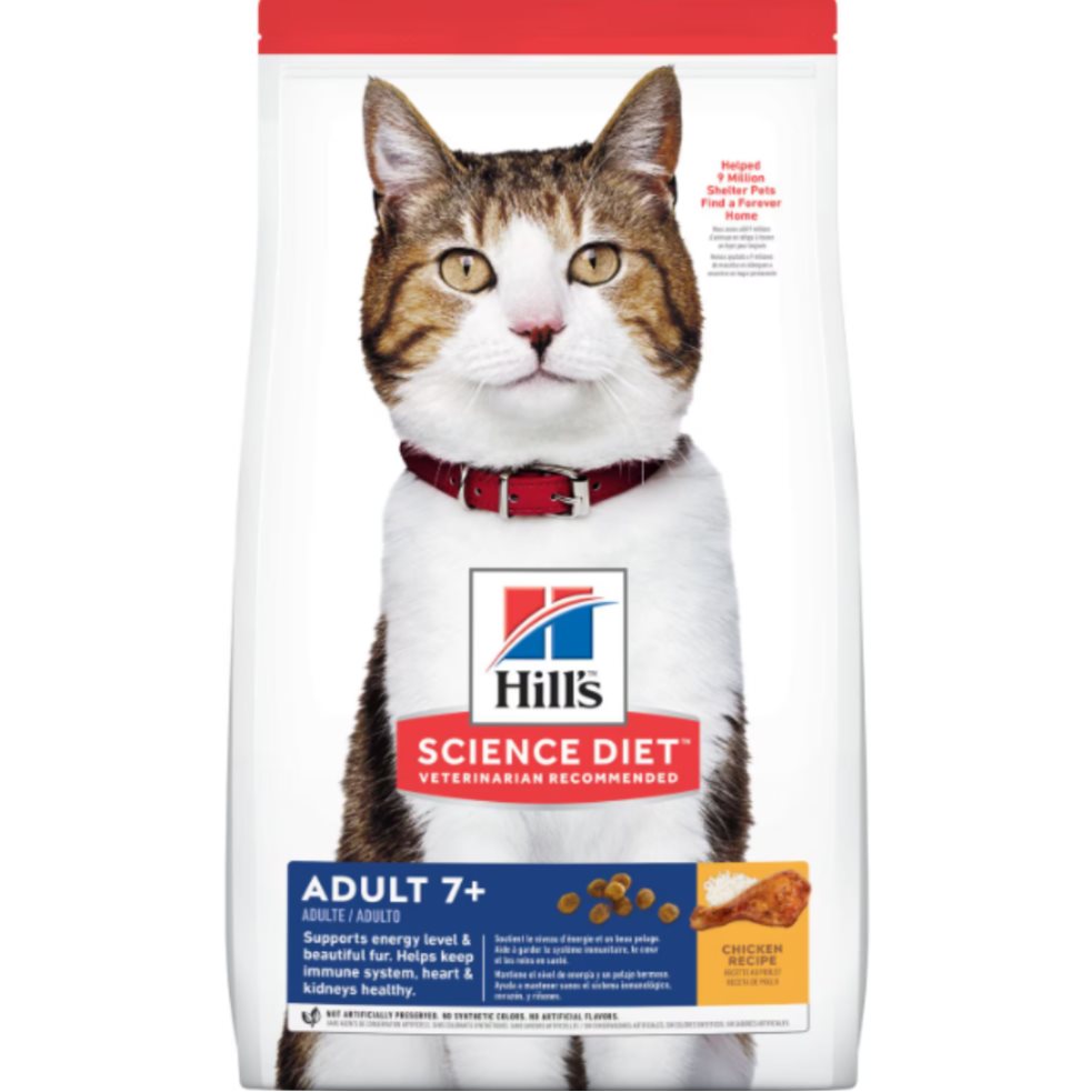 HILLS F ADULT 7+ 7LB Hills Bolsa x 1 El alimento seco para gatos Hill's Science Diet Adult 7+ favorece el envejecimiento digno en los gatos. Proporciona una mezcla sinérgica de ingredientes para favorecer el nivel de energía y actividad.