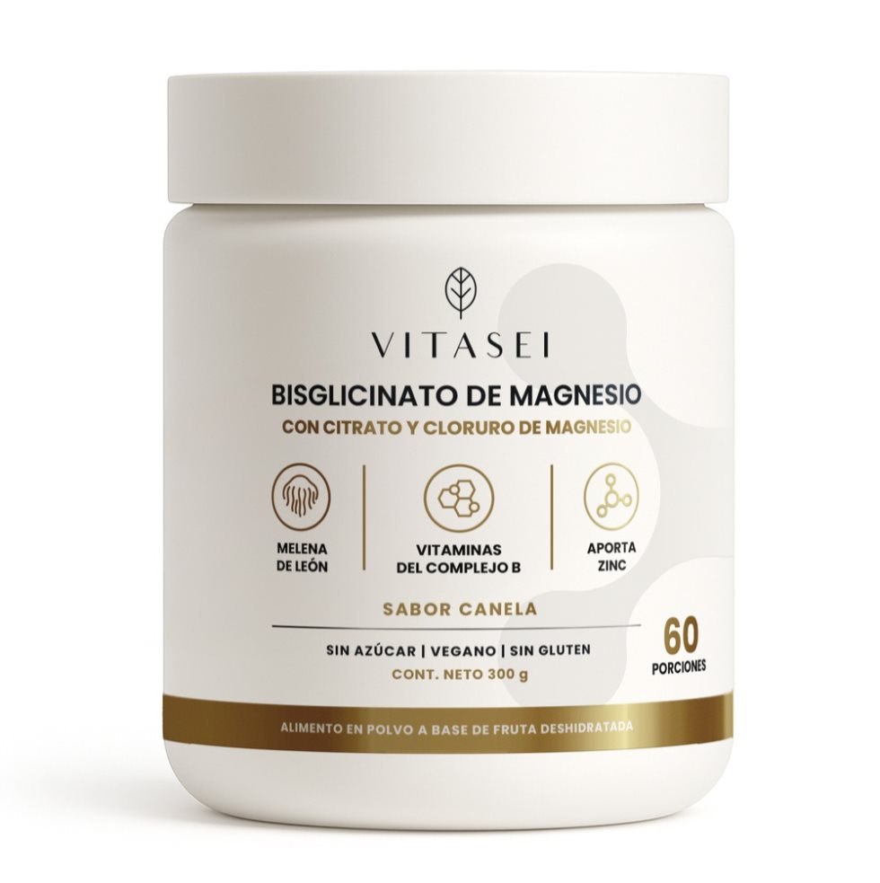 Bisglicinato De Magnesio Con Zinc, Melena De León Y Complejo B 300g VITASEI BEAUTYBOOST   Frasco x 1