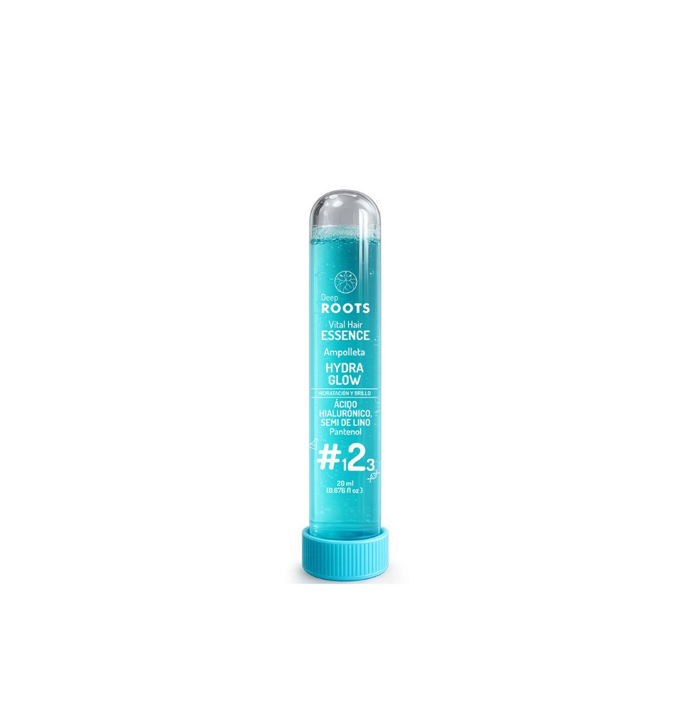 Ampolleta hydra glow2. 20ml Deep Roots Ampolleta 20 ml x 1 1.La AMPOLLETA DE HIDRATACION Y BRILLO #123 HYDRA GLOW Es un tratamiento fluido capilar. Esta ampolleta es la solución perfecta para cabellos secos y opacos y que fueron modificados estructuralmente.