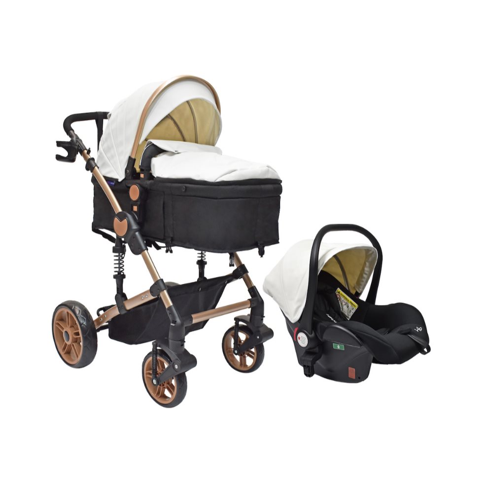 Coche Moises con portabebe Gadi Happy Baby Blanco HAPPY BABY Caja x 1 Coche para bebé Gadi Travel System de la marca Happy Baby es un modelo tipo moisés diseñado para brindar comodidad y seguridad al bebé. Cuenta con una estructura resistente de metal en un elegante ton