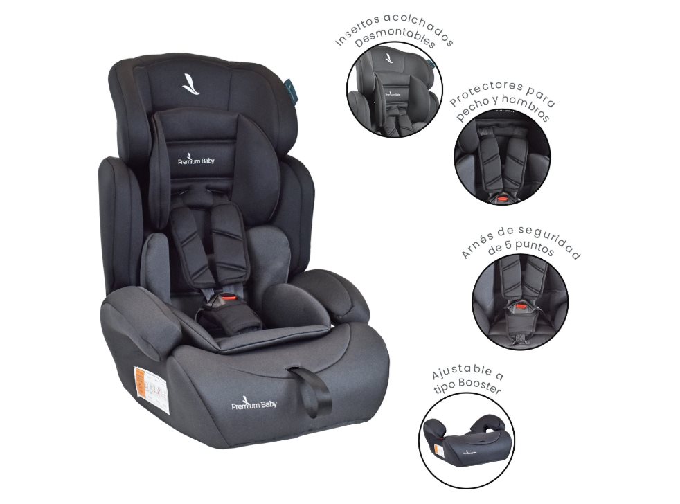 SILLA PARA CARRO BEBE PREMIUM BABY LYON NEGRA P´REMIUM BABY CAJA INDIVIDUAL x 1 SILLA PARA CARRO BEBE PREMIUM BABY LYON NEGRA