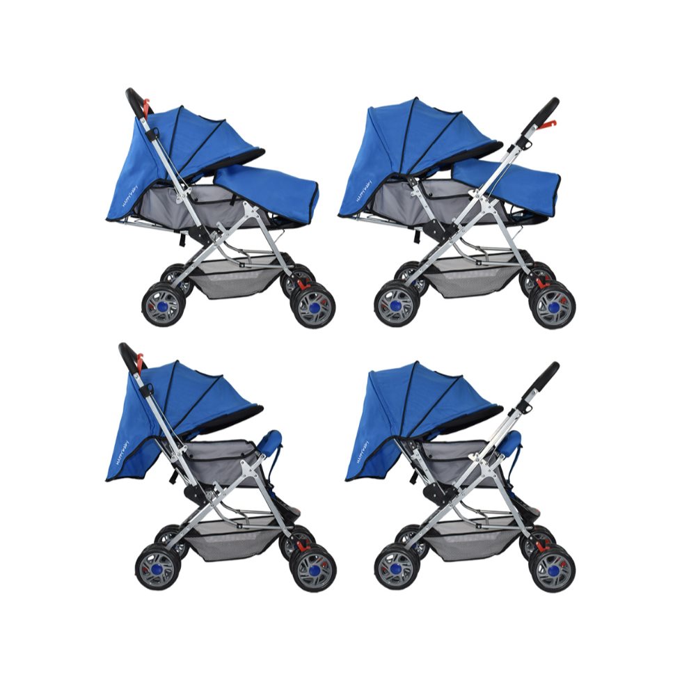 Coche Reversible Bebé Dallas Con Pañalera Happy Baby Azul HAPPY BABY Caja x 1