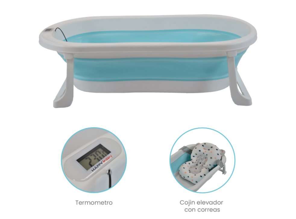 BAÑERA BEBÉ COJÍN HAPPY BABY HAWAI AZUL HAPPY BABY Caja individual x 1  