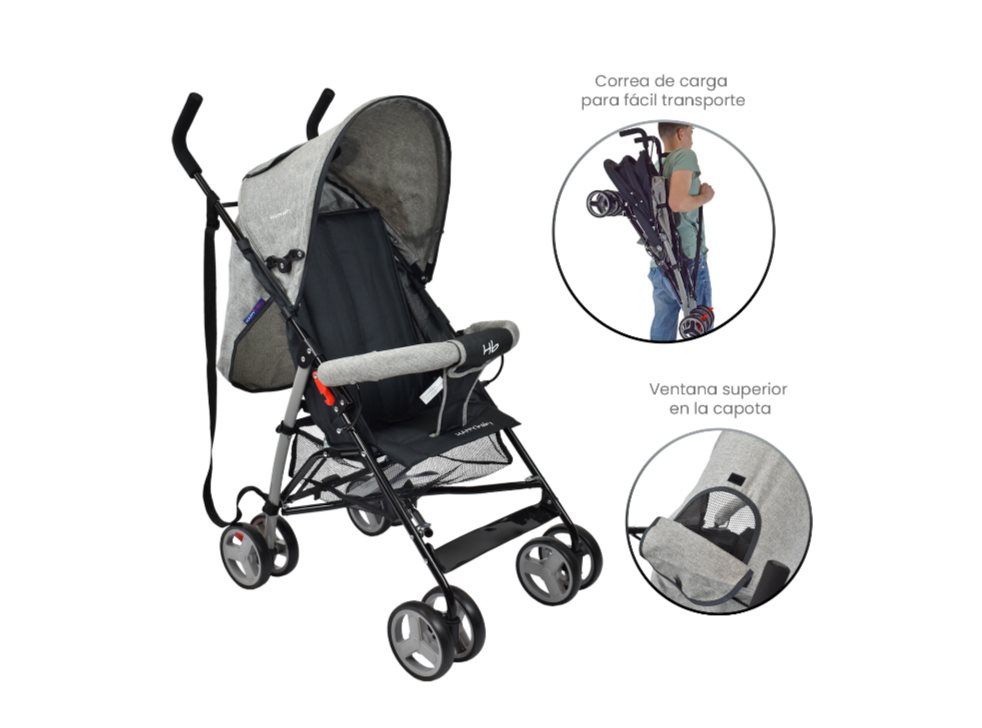 COCHE PASEADOR HAPPY BABY FUTURE GRIS HAPPY BABY CAJA INDIVIDUAL x 1