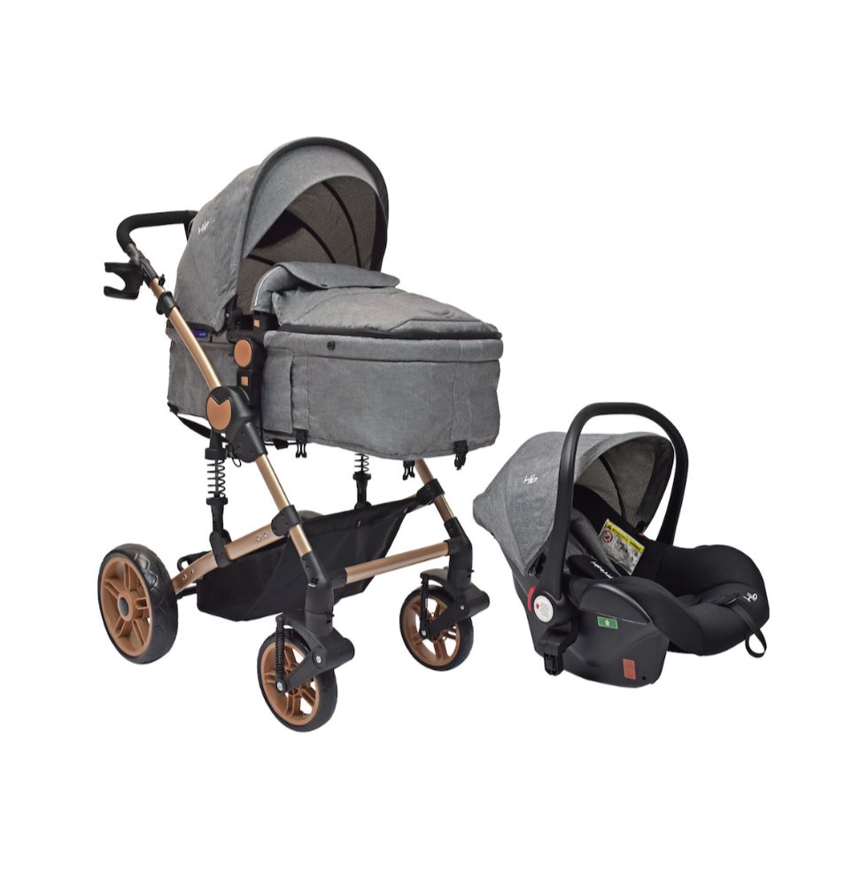 Coche Moises con portabebe Gadi Happy Baby Gris HAPPY BABY Caja x 1 