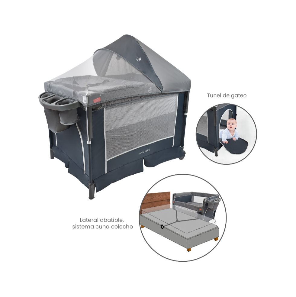 Corral cuna colecho bebé Silver Gr Happy Baby HAPPY BABY Caja x 1 