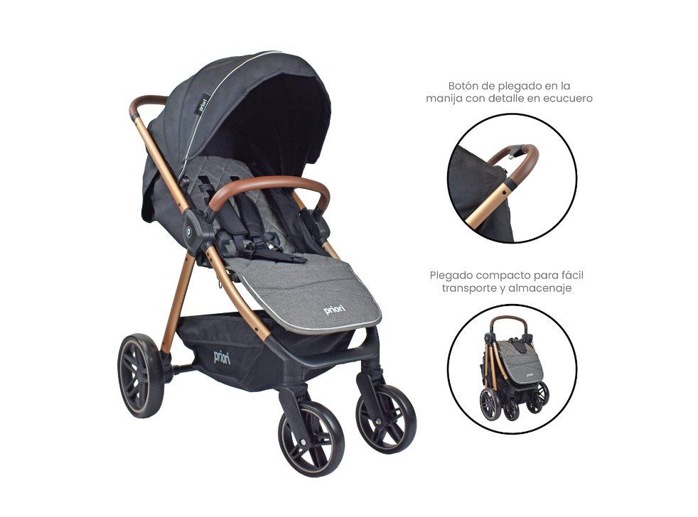 COCHE BEBE PRIORI MAVERICK 4 NEGRO CON GRIS PRIORI CAJA INDIVIDUAL x 1