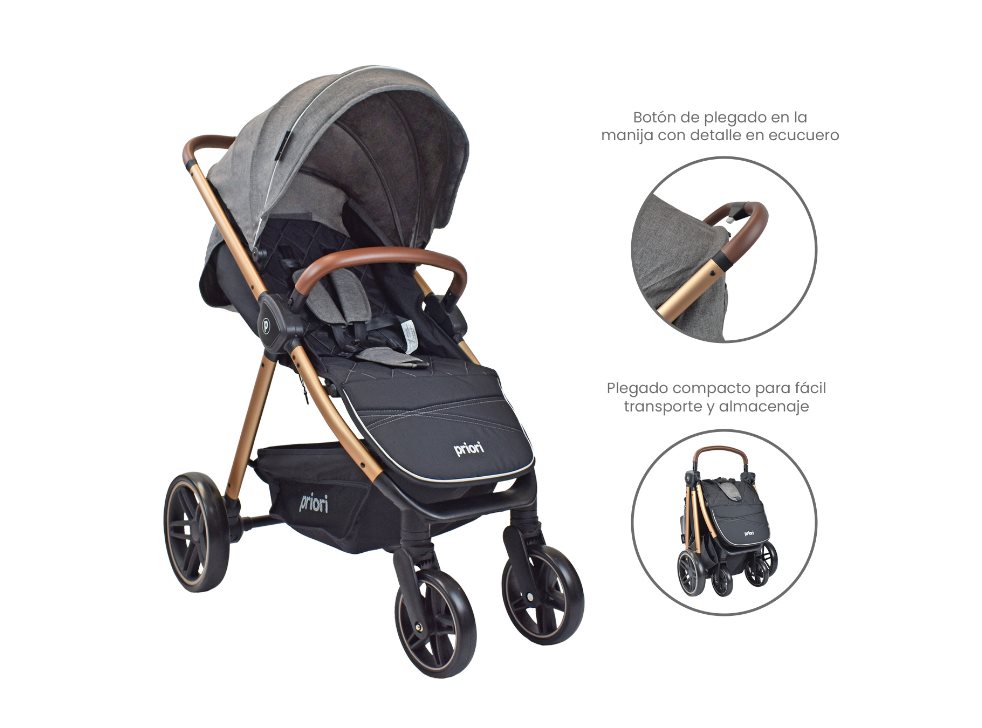 COCHE BEBE PRIORI MAVERICK 4 GRIS CON NEGRO PRIORI CAJA INDIVIDUAL x 1  