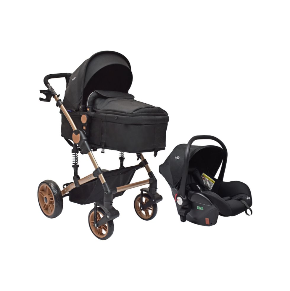 Coche Moises con portabebe Gadi Happy Baby Negro HAPPY BABY Caja x 1 