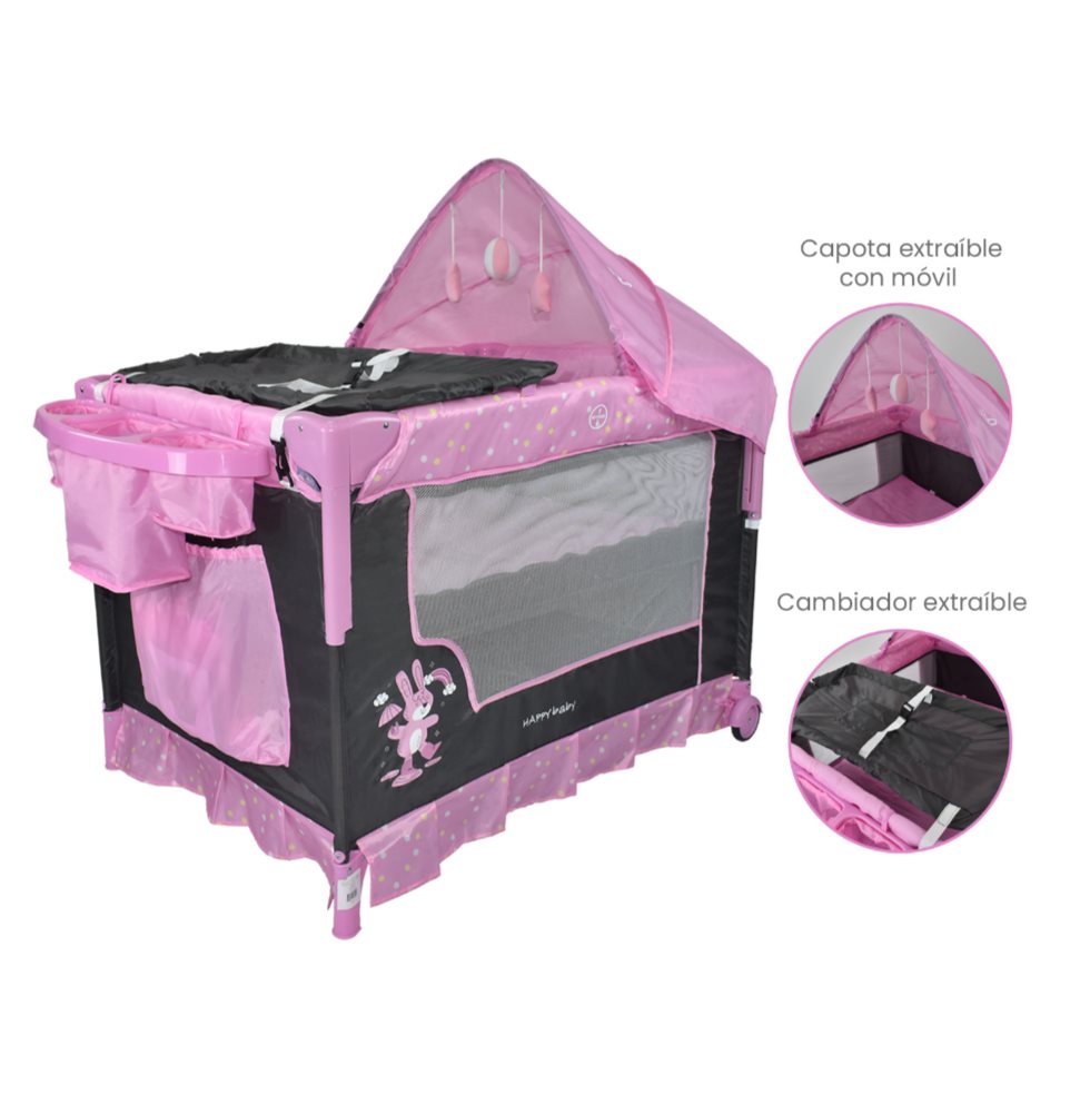 CORRAL BEBE HAPPY BABY SILVER ROSADO HAPPY BABY Caja individual x 1 