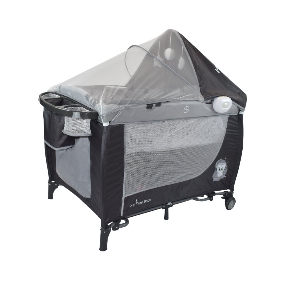 CORRAL CUNA BEBE MECEDORA PREMIUM BABY NAPOLES GRIS P´REMIUM BABY CAJA INDIVIDUAL x 1  