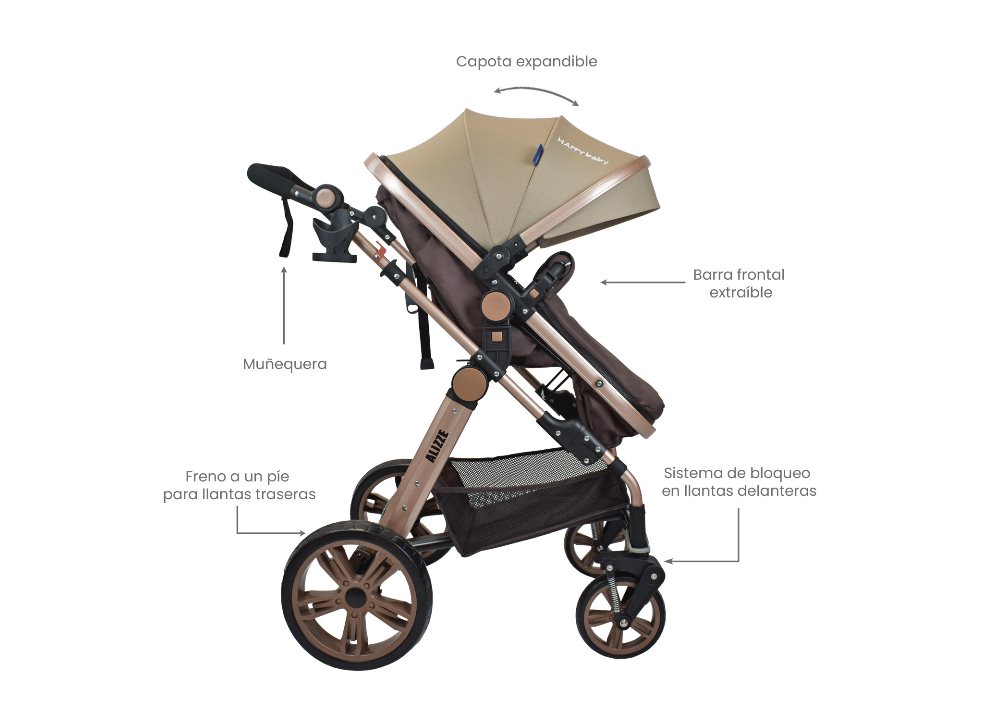 COCHE BEBE MOISES ALLIZZE TRAVEL SYSTEM HAPPY BABY BEIGE HAPPY BABY CAJA INDIVIDUAL x 1