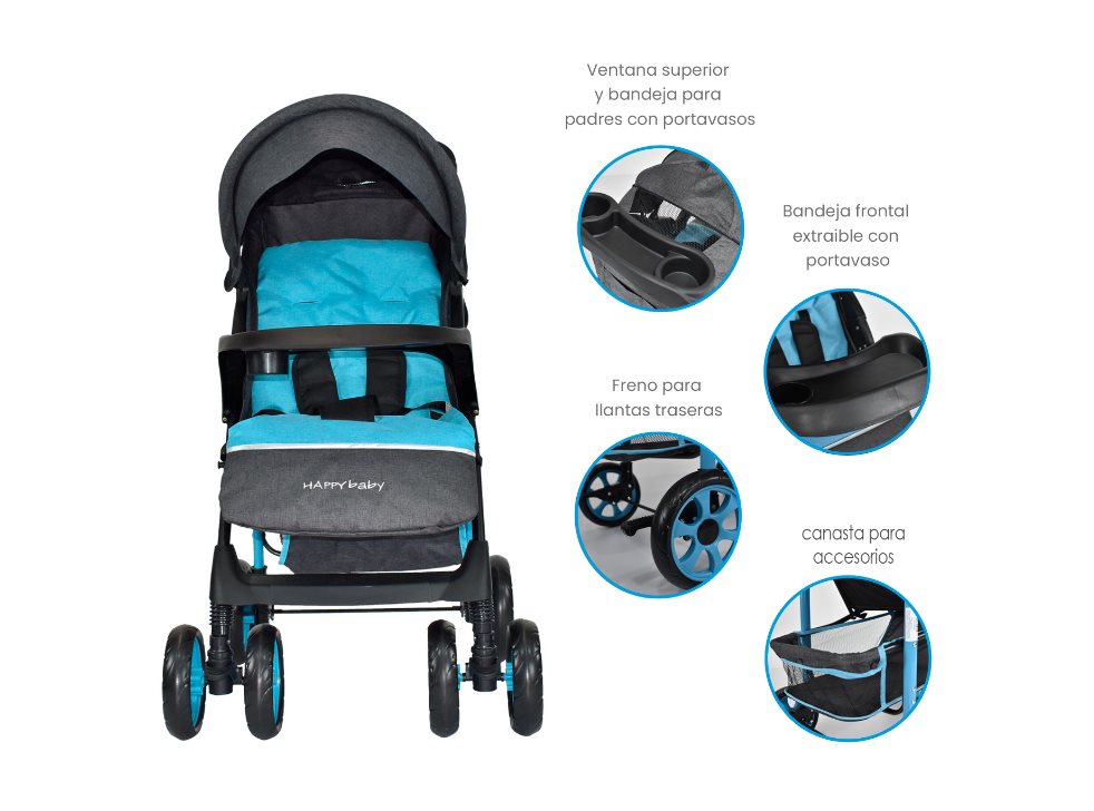 COCHE HAPPY BABY KLAUS AZUL HAPPY BABY Caja individual x 1  