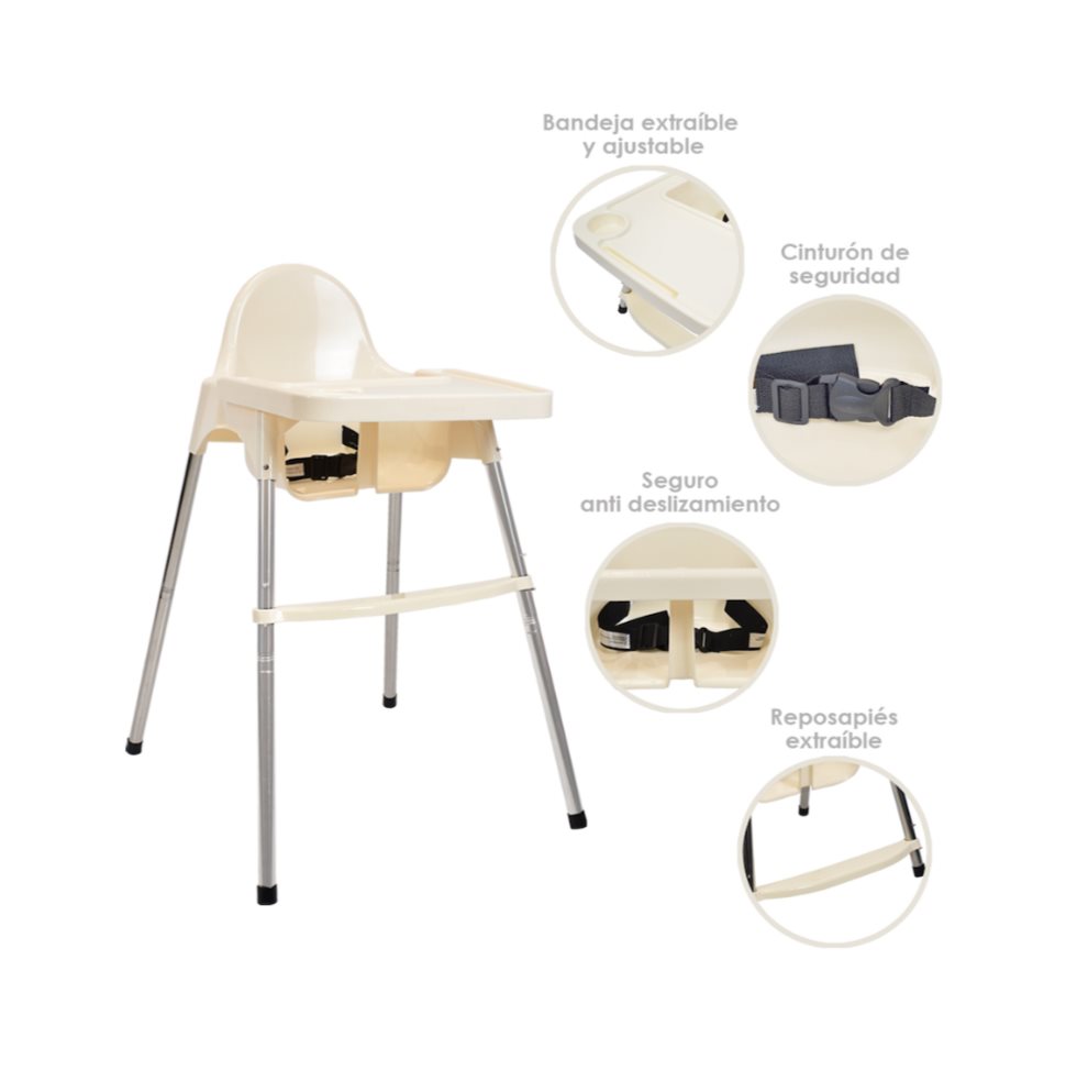 Silla Comedor Bebe 2 en 1 Kloe de Happy Baby Beige HAPPY BABY Caja x 1 