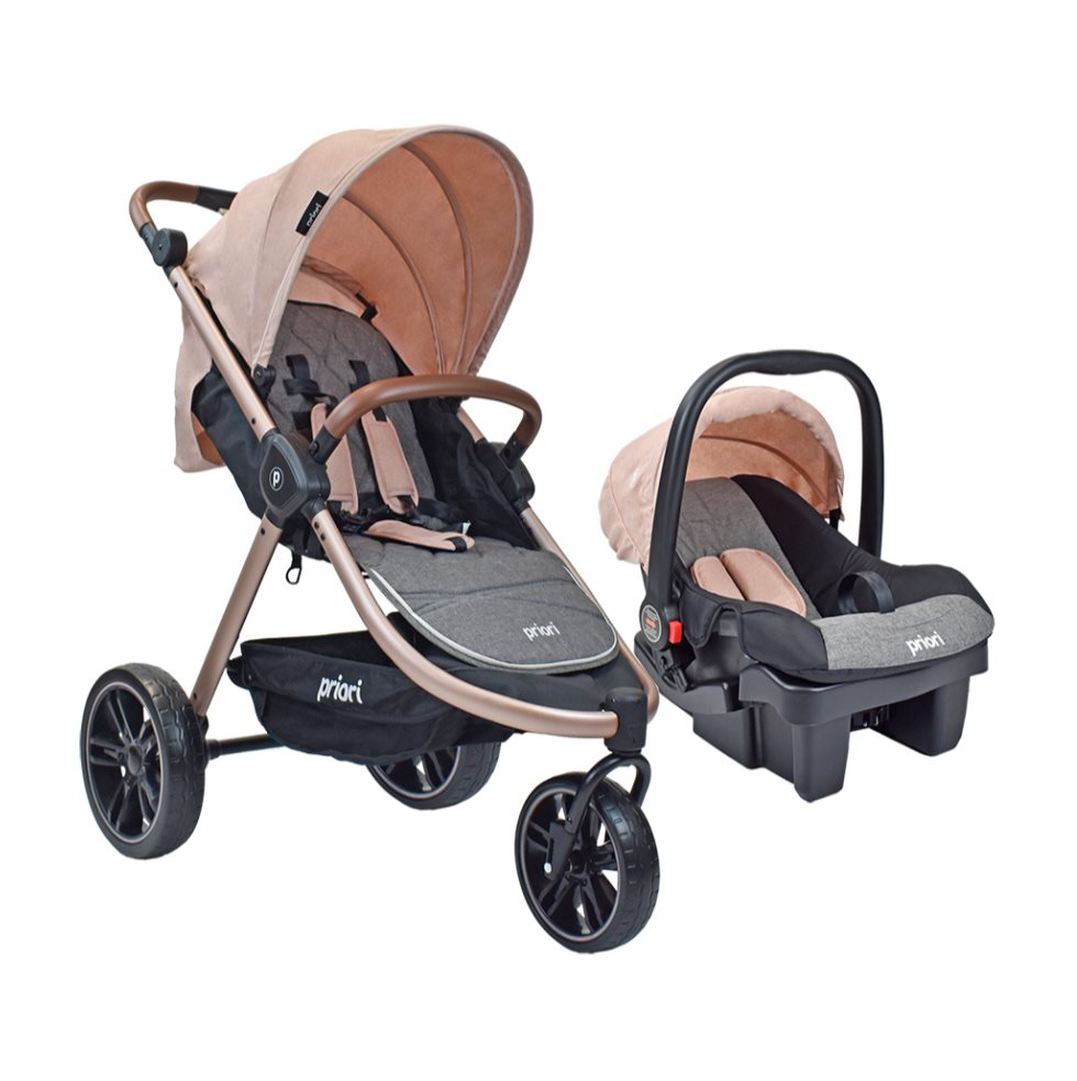 Coche Bebé Priori Maverick3 Con Portabebe Rosa PRIORI Caja x 1 El Coche para Bebé Travel System Maverick3 de Priori es un cochecito liviano, moderno y compacto, ideal para bebés desde 0 meses hasta los 3 años o 15 kg. Incluye accesorios como una barra frontal, ca