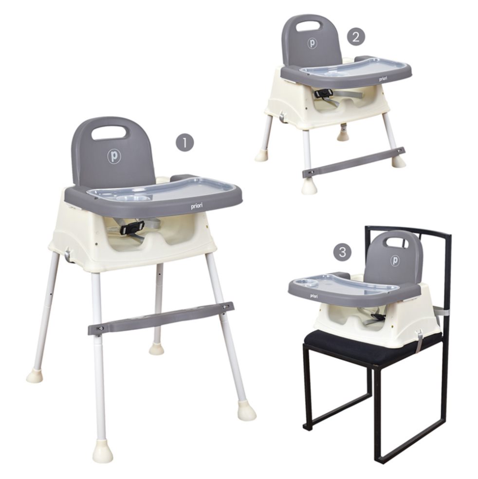 Silla de Comer Bebe 3 en 1 Priorí Navy Gris PRIORI Caja x 1 La Silla de Comer Navy de Priori es la opción perfecta para que tu bebé disfrute de sus comidas con total seguridad y comodidad. Su diseño 3 en 1 permite utilizarla como silla alta, silla baja y boost
