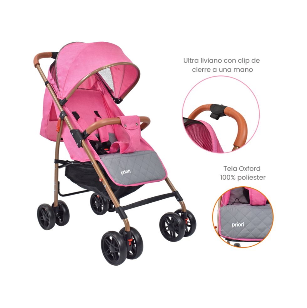 Coche Bebe Paseador Priori Park Rosa JOIE Caja x 1