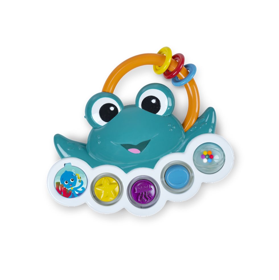 Juguete  Actividad Bebe Sensorial Baby Einstein 16656 Baby Einstein Caja x 1 5 burbujas multisensoriales ayudan al bebé a activar luces, 7 melodías, sonajeros y más con cada presión en este juguete con temática del océano. Levanta la solapa de tela Opus para revelar un espejo 