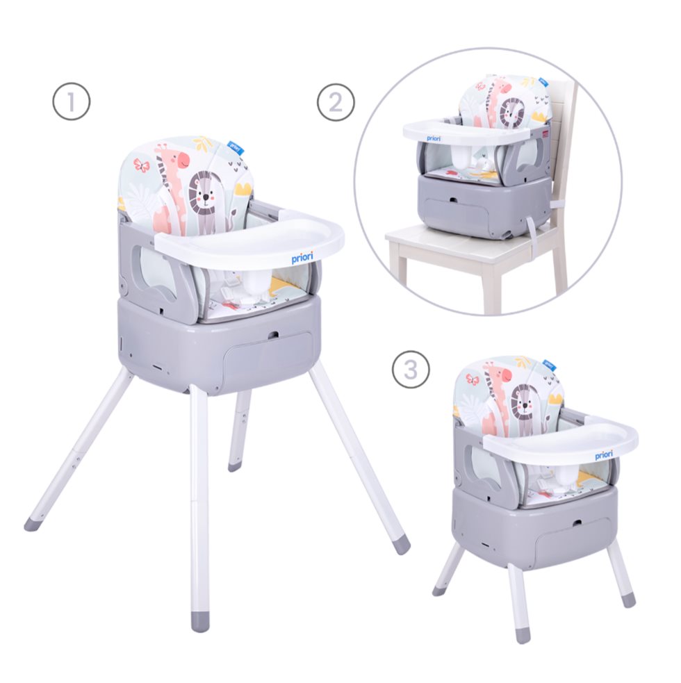 SILLA COMEDOR BEBE PRIORI 3 EN 1 BONY GRIS PRIORI CAJA INDIVIDUAL x 1 