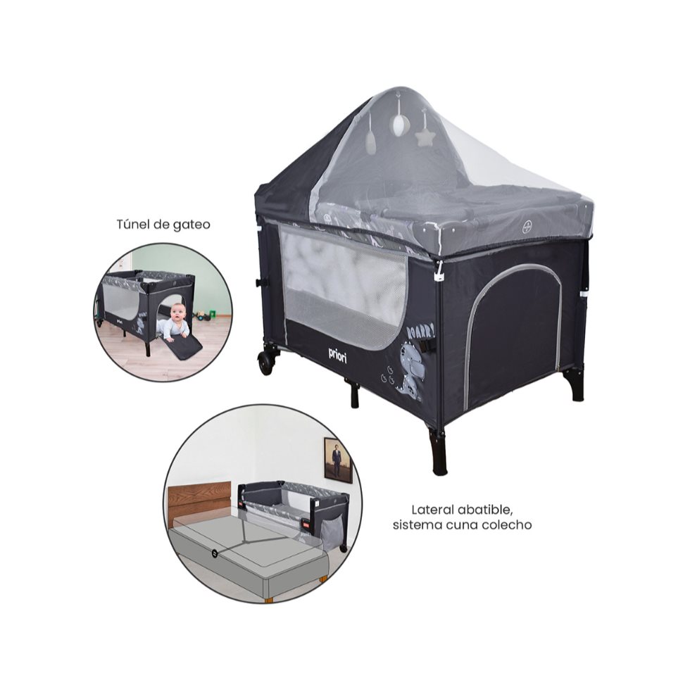 Corral Cuna Colecho Madison Gris Priori Caja x 1 Brinda comodidad y seguridad a tu bebé con esta cuna corral práctica y versátil. Diseñada para adaptarse a diferentes etapas de crecimiento, incluye un cambiador para facilitar los cuidados diarios. S