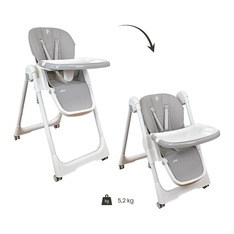 Silla Comedor Bebe Multiposiciones Galaxy Priori Gris Claro PRIORI Caja x 1