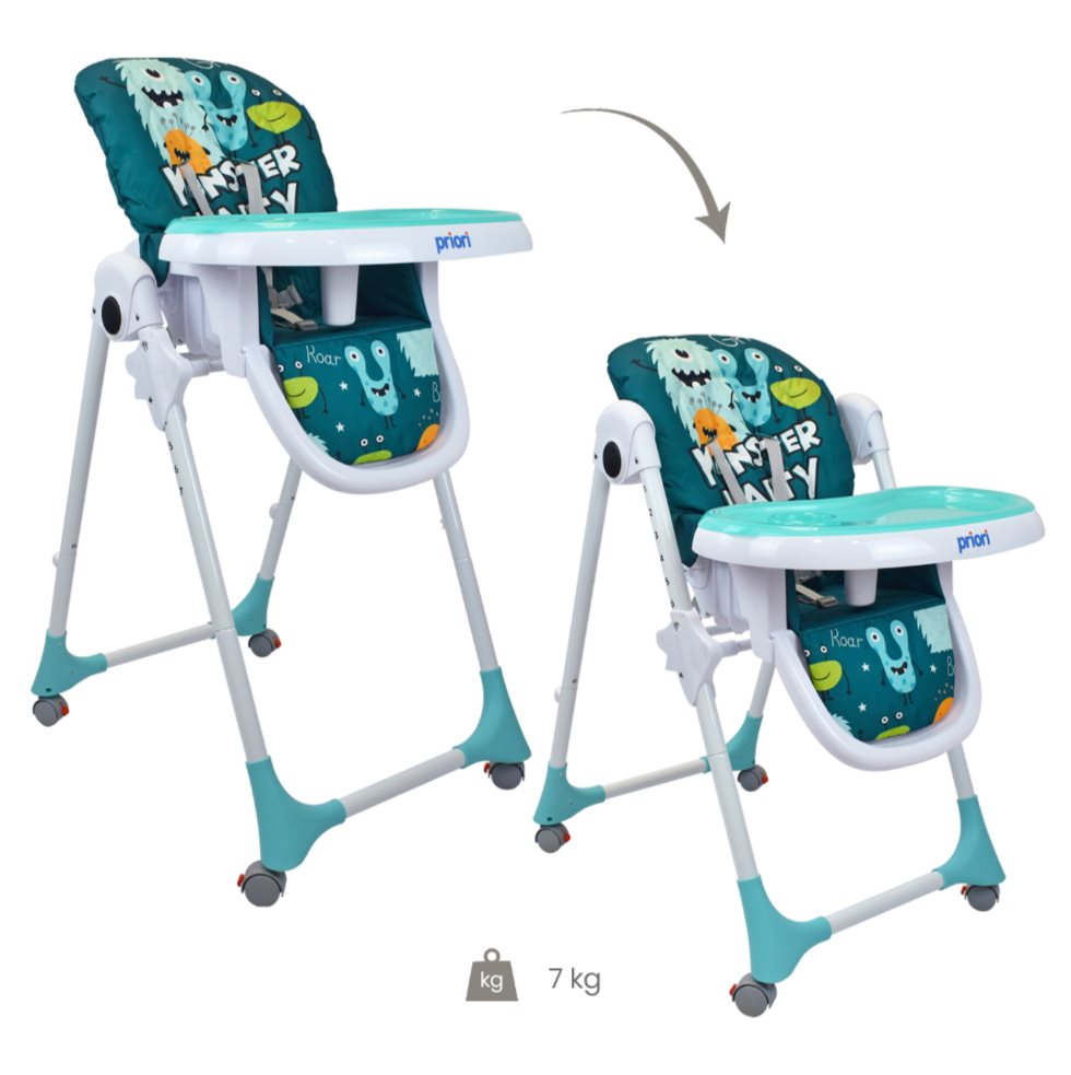 SILLA COMEDOR BEBE PRIORI CHARLIE VERDE PRIORI CAJA INDIVIDUAL x 1 Comedor Bony  Priori 3 en 1:  silla alta, silla baja y booster, apto para edades de 6 meses a 36 meses cuenta con cinturón de seguridad de 5 puntos,  bandeja extraible y reposapiés