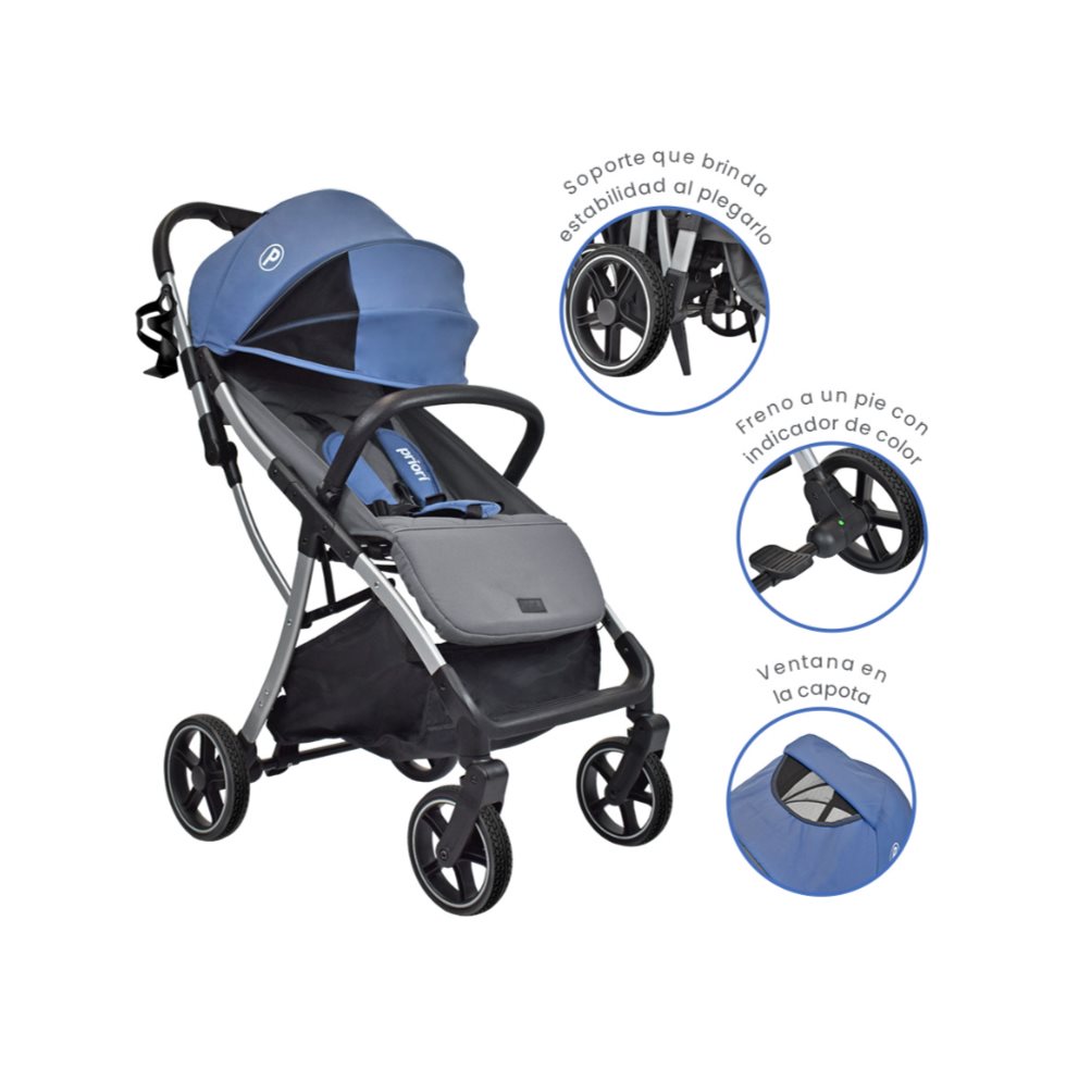 Coche Bebe Nova Azul Priori PRIORI Caja x 1 El coche Nova está diseñado para adaptarse a cualquier circunstancia. Su plegado compacto y activación sencilla la convierten en la opción ideal para llevar a todas partes. Diseño versátil y adaptable