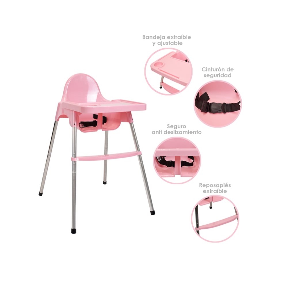 Silla Comedor Bebe 2 en 1 Kloe de Happy Baby Rosa HAPPY BABY Caja x 1 Silla comedora2 en 1 Kloe de Happy Baby, práctica silla infantil diseñado para adaptarse al crecimiento del bebé. Su estructura permite usarla como silla alta o transformarla en silla baja, brindando 