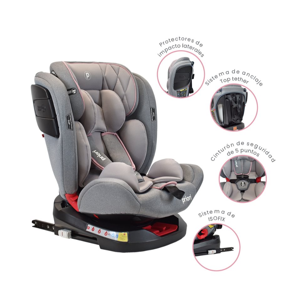 Silla De Carro Bebe Twist Con Isofix Rosa Priori PRIORI Caja x 1 