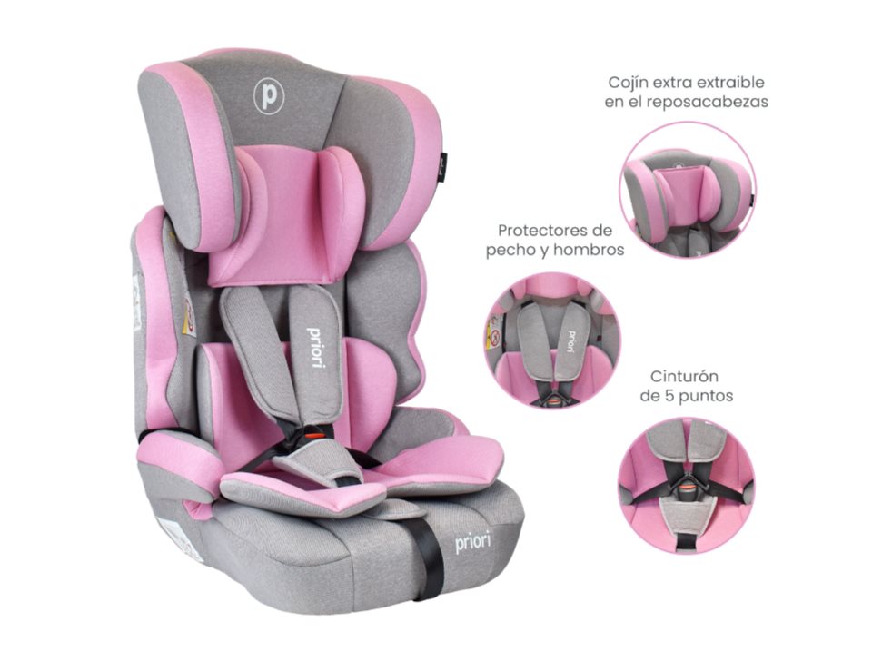 SILLA PARA CARRO BEBE PRIORI THUNDER ROSADA PRIORI CAJA INDIVIDUAL x 1 