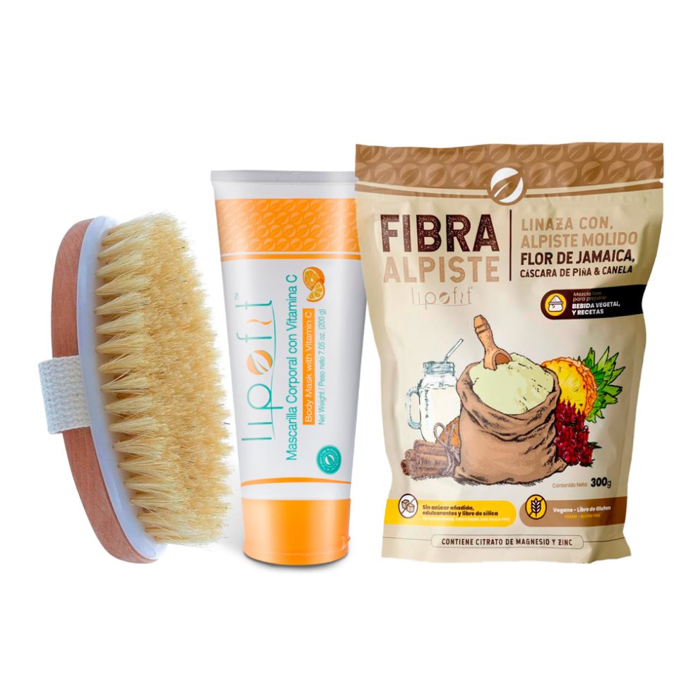 KIT DETOX IN & OUT LIPOFIT LIPOFIT  TUBO COLAPSIBLE, CEPILLO DE CERDAS, BOLSA SELLABLE FIBRALPISTE x 3  