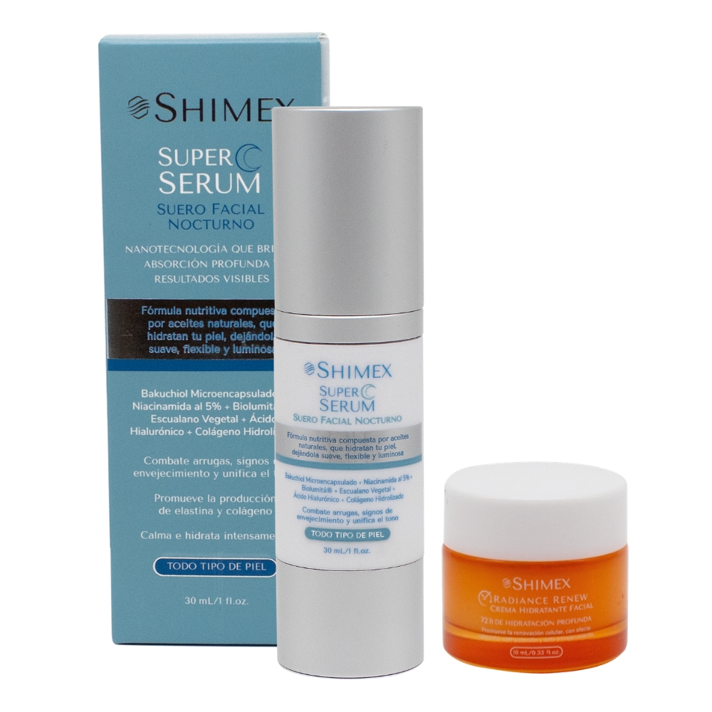 Super Serum Facial Nocturno X 30 Ml + GRATIS Crema facial Radiance Renew x 10 ML  SHIMEX 30 ML, 10 ML x 2