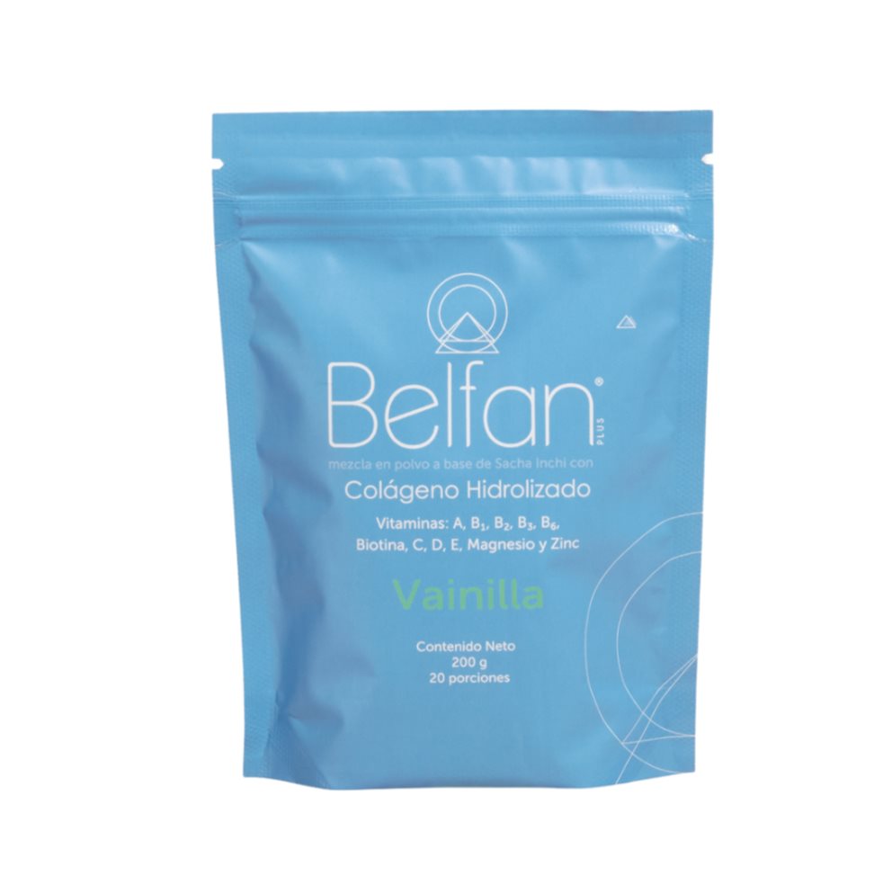 Colágeno Hidrolizado Belfan Vainilla x 200g Belfan Bolsa x 1 ¿Quieres mejorar la caída de tu cabello y hacer crecer tu uñas? Esta es la presentación ideal para ti...
Mezcla funcional de Sacha Inchi y péptidos de colágeno hidrolizado sabor vainilla, adicionado c
