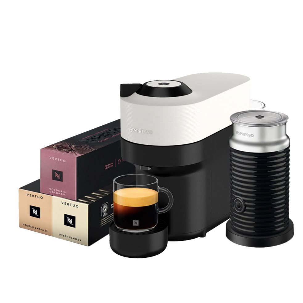 Cafetera Nespresso Vertuo Pop Blanca & Espumador de Leche Nespresso  x 1 