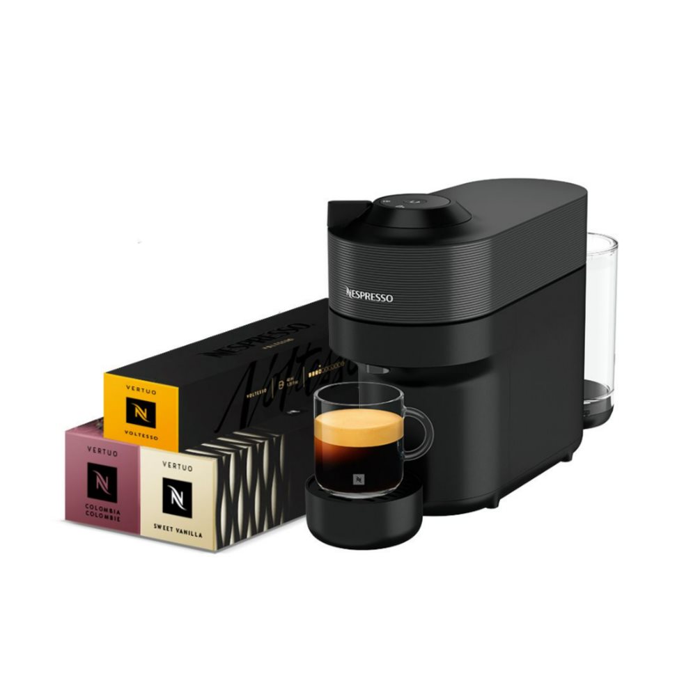 Cafetera Nespresso Vertuo Pop Negra Nespresso  x 1 La cafetera para una experiencia de café única.Una cafetera que ofrece un diseño compacto y minimalista, con Vertuo POP tienes un universo de colores y versatilidad para deleitarte con momentos de caf
