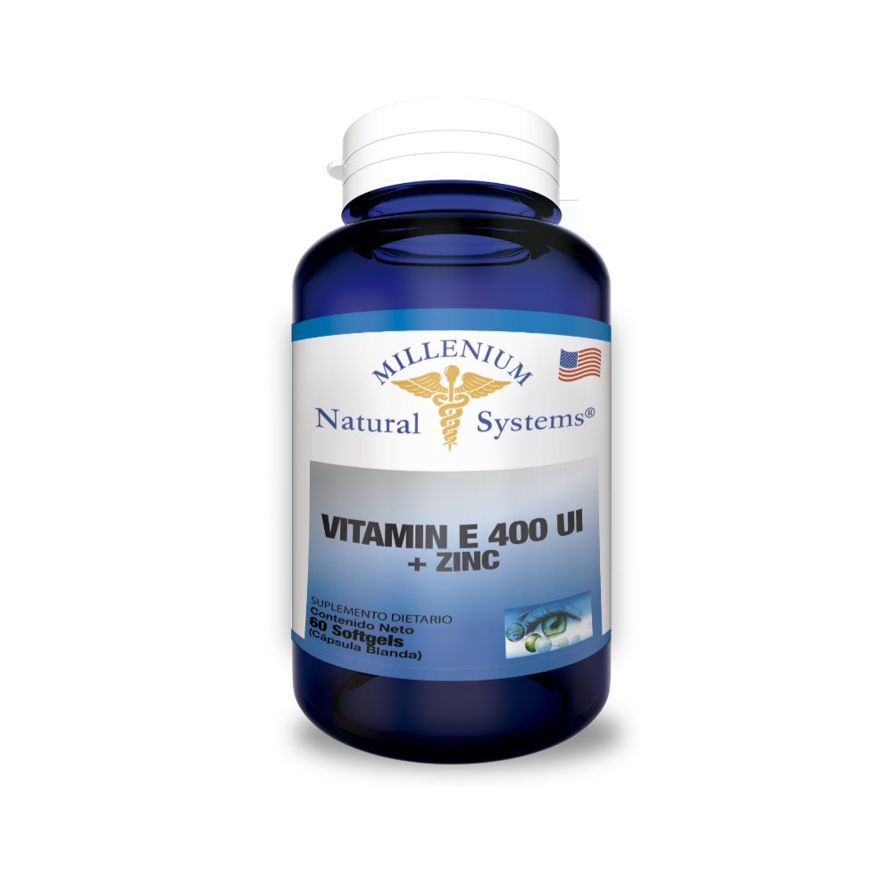VITAMINA E 400 IU + ZINC x 60 Natural Systems Frasco x 60 La vitamina E y el zinc ayudan a la protección de las células contra el deterioro celular, ya que funcionan como antioxidantes, al mismo tiempo que ayudar a mantener una piel sana. ESTE PRODUCTO ES UN
